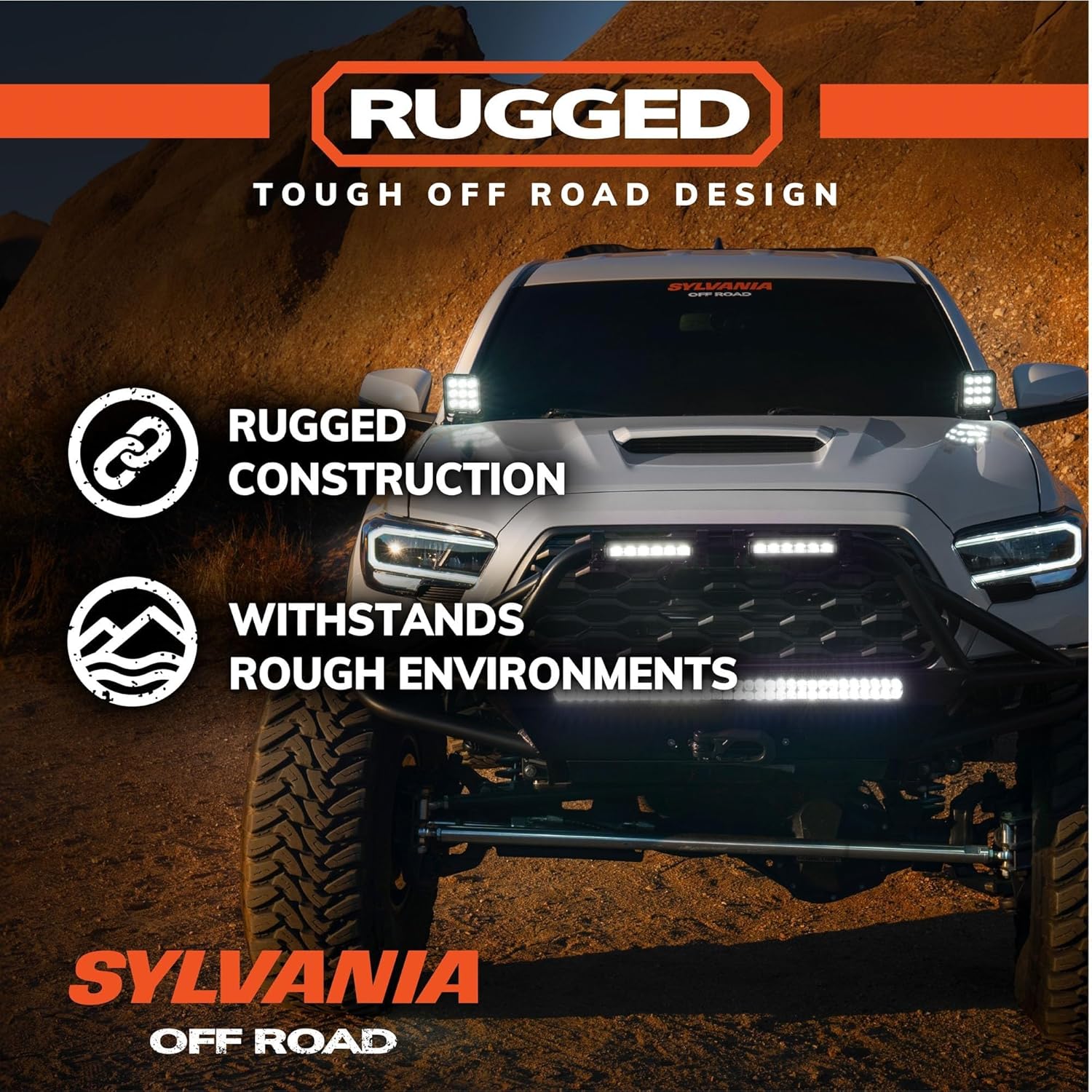 SYLVANIA - Rugged 4.5 Inch Cube LED Light Pod - Lifetime Limited Warranty - Flood light 3800 Raw Lumens - Waterproof IP69K-Rated - Off Road Driving Work Light - for Truck, Car, Boat, ATV, 4x4 (1 PC)