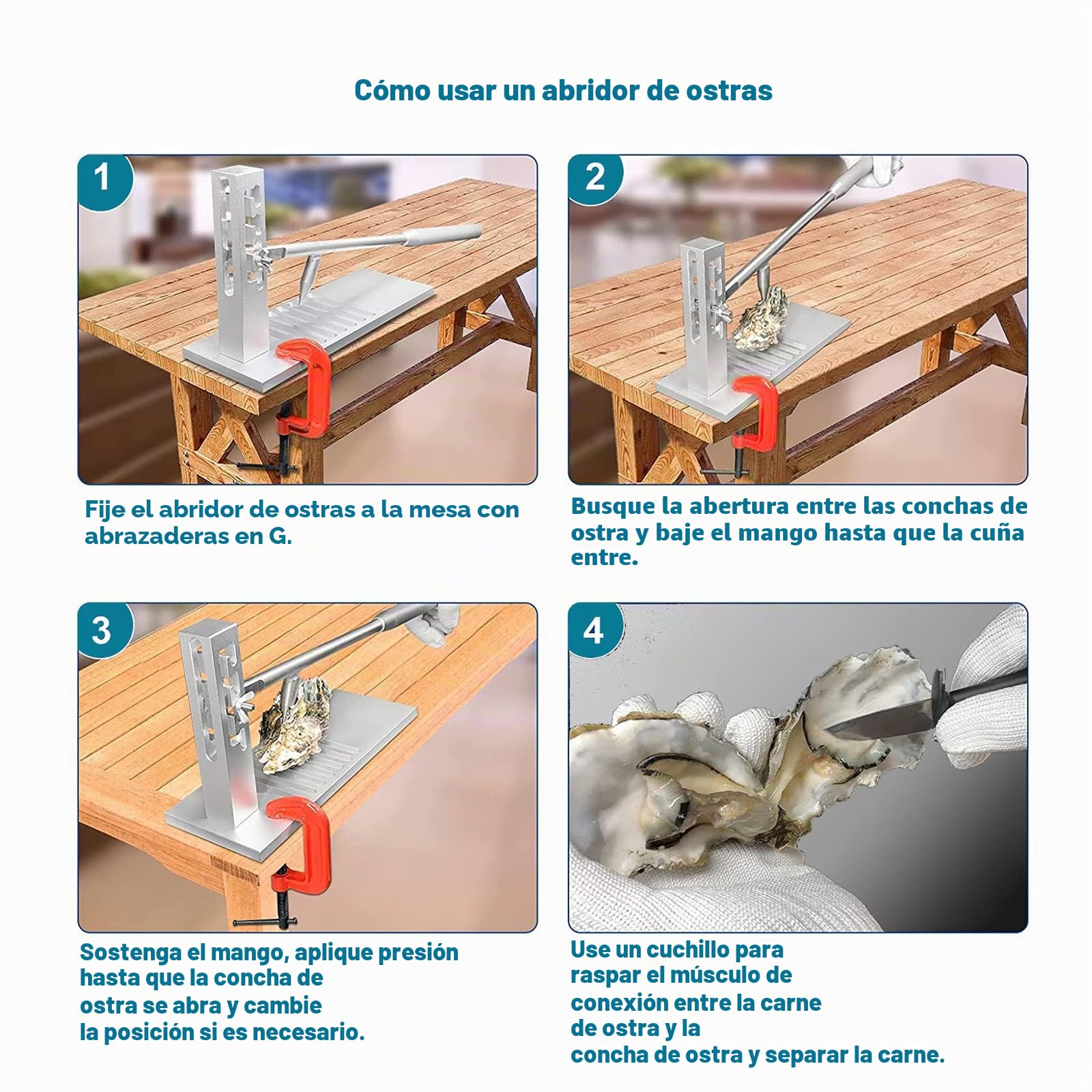 Oyster Shucker,Juego de herramientas para abrir ostras de acero inoxidable, profesional, herramienta para mariscos para restaurantes y hogares.