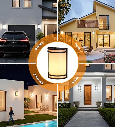 Miniatura 6 de CLOUDY BAY Dusk to Dawn LED Outdoor Wall Sconce,3000K /4000K /5000K Adjustable,15W Porch Light,Oil Rubbed Bronze,2 Pack