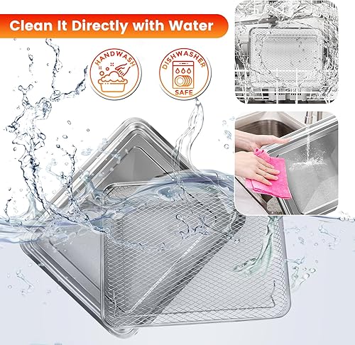 Miniatura 4 de Bandeja de repuesto para freidora de aire Cuisinart TOA-28 AFR-25, horno de convección para freidora de aire, 10.7 x 9.8 pulgadas, de malla