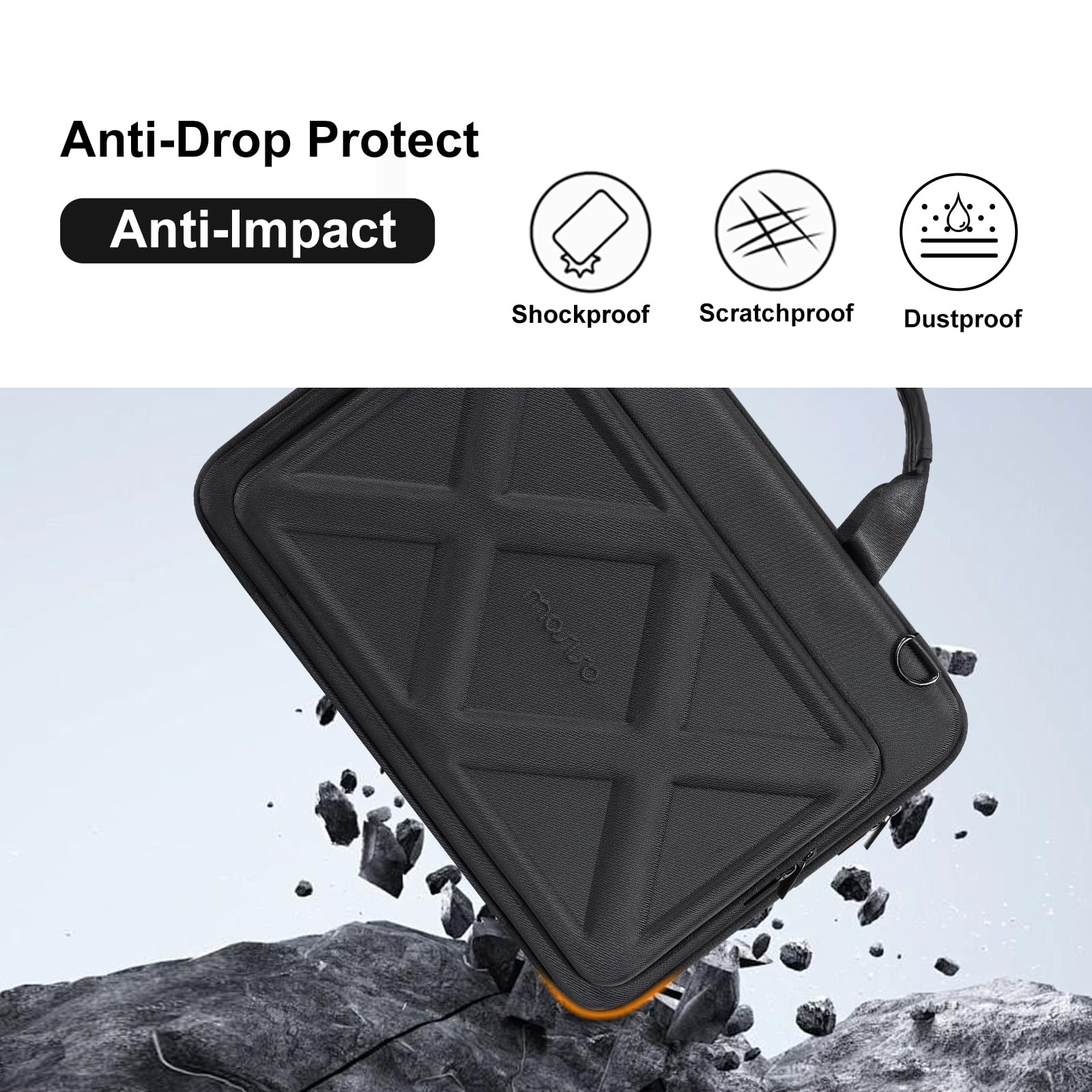 MOSISO Hartschale Laptoptasche Herren, 15-16 Zoll EVA Laptop Schultertasche | Kompatibel mit MacBook HP Dell Lenovo Asus, X-Pac Stoßfest Laptop Umhängetasche mit Erhöhte Frontfach&Schultergurt, Schwarz