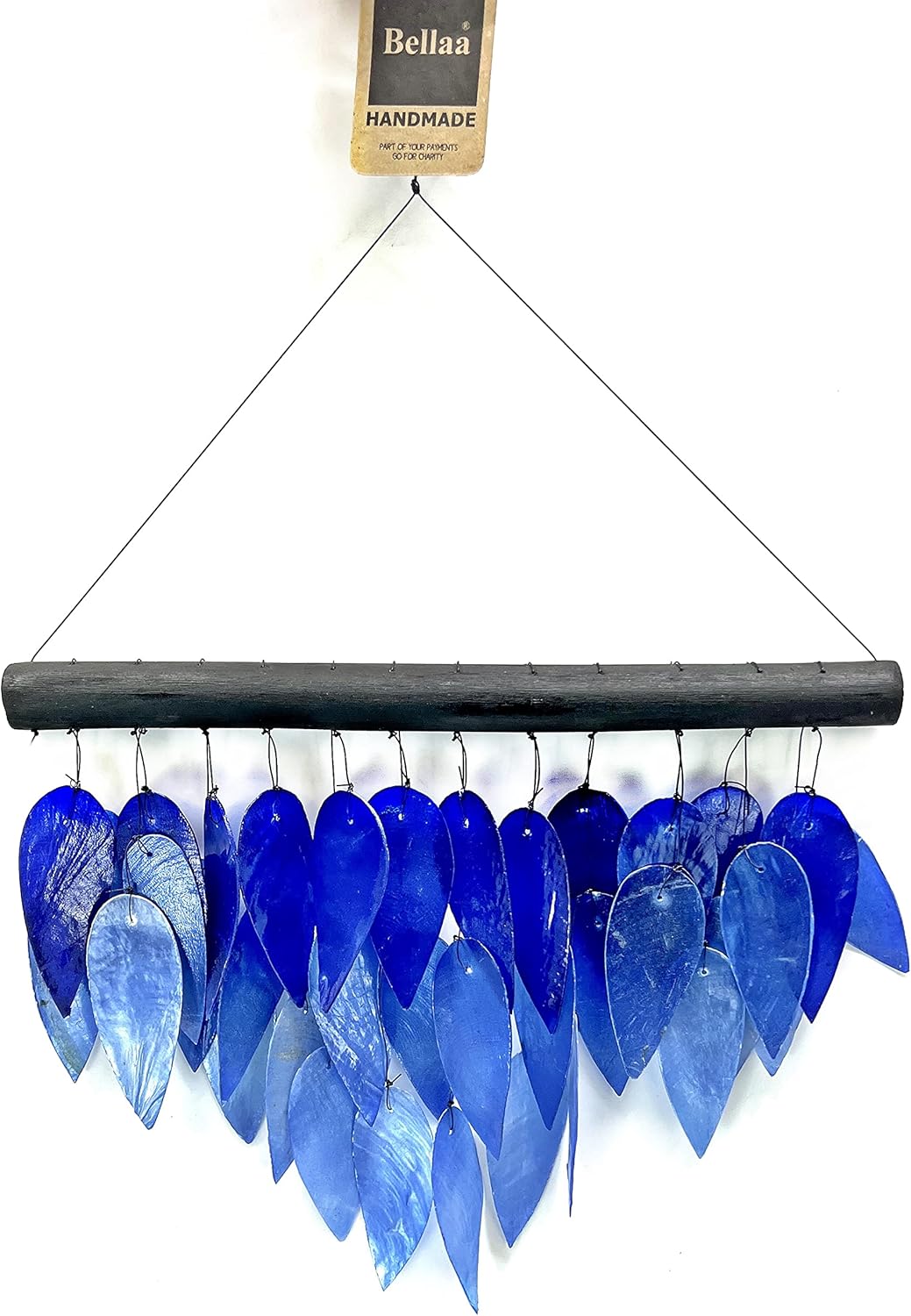 Bellaa Handmade Wind Chimes Outdoor, Capiz Seashell Glass, Gental Musical Windchime Outside Garden Decoration, Beach, Gifts for Mom 24490 - Image 2