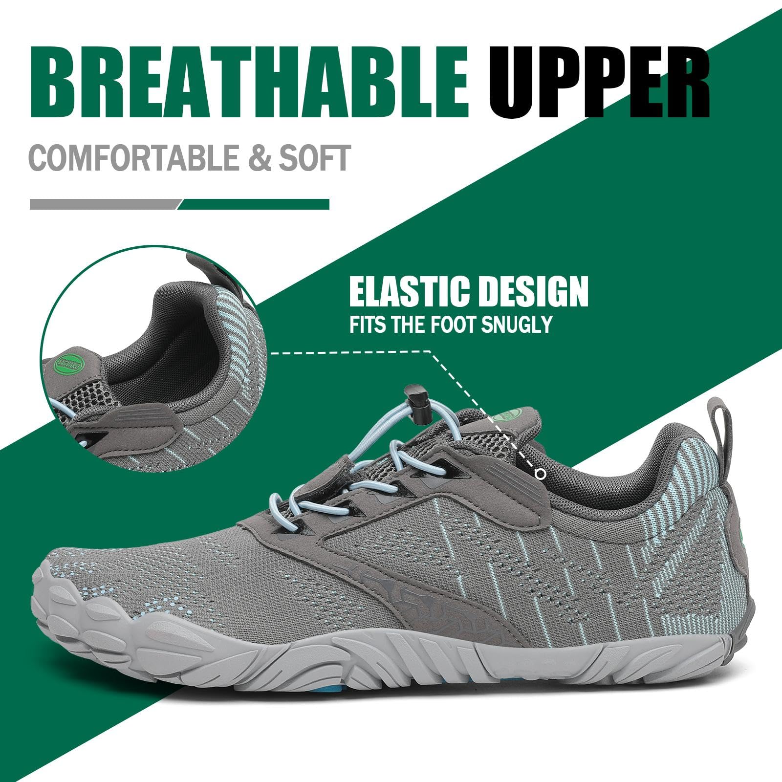 SAGUARO Barefoot Shoes Uomo Donna Scarpe Barefoot Minimaliste Scarpe a Piedi Nudi Antiscivolo Scarpe Trail Running Leggere Scarpe Dita,Gr.36-48 EU