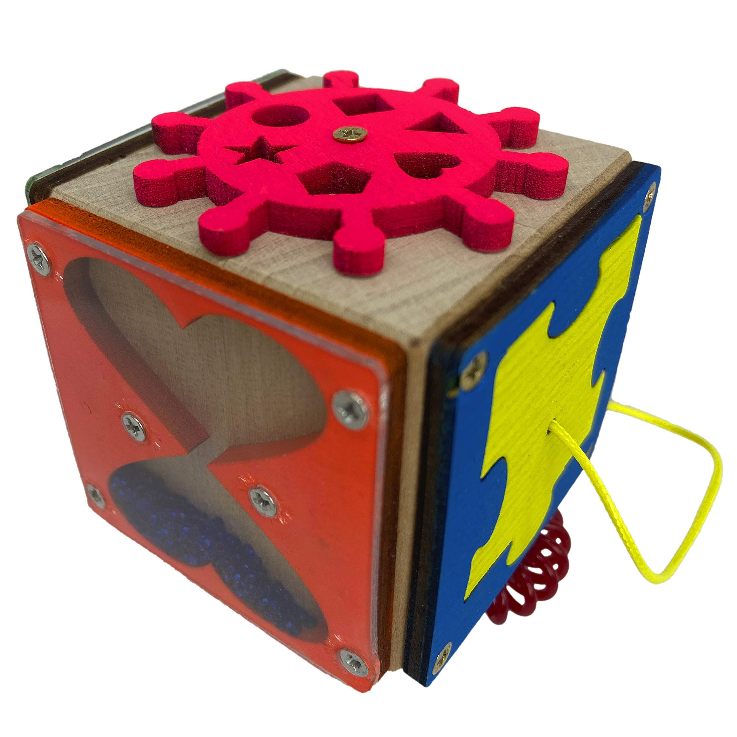 Busy Board - Travel Activity Cube - Busy Cube - Toddler Toys - Educational Toys - Sensory Toys - Montessori Toys - Latches Board - Autism Toys - Waldorf Toys - For Baby Toddlers Boys Girls Child