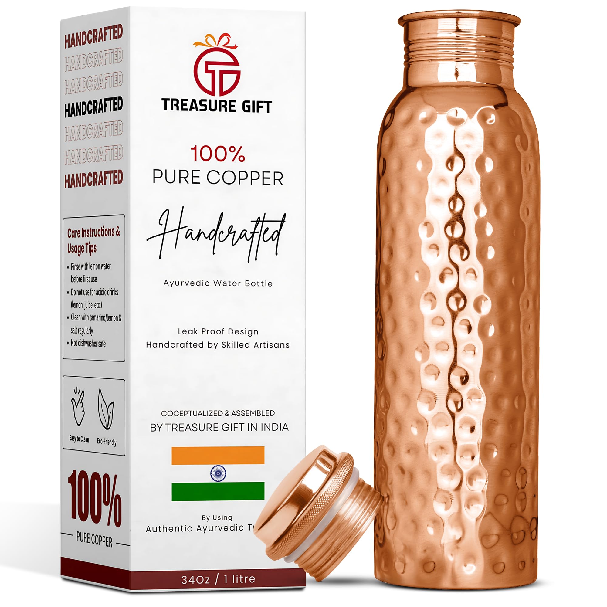 Bouteille d'eau en cuivre anti-fuite fini le plastique avec ce flacon 1L