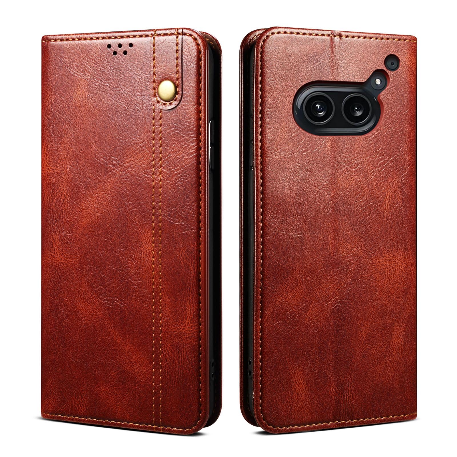 Bepak® Flip Cover for Nothing Phone 2a Flexible Pouch | Soft Leather | Magnetic Closure | Card and Money Pockets Wallet & Viewing Stand - Brown