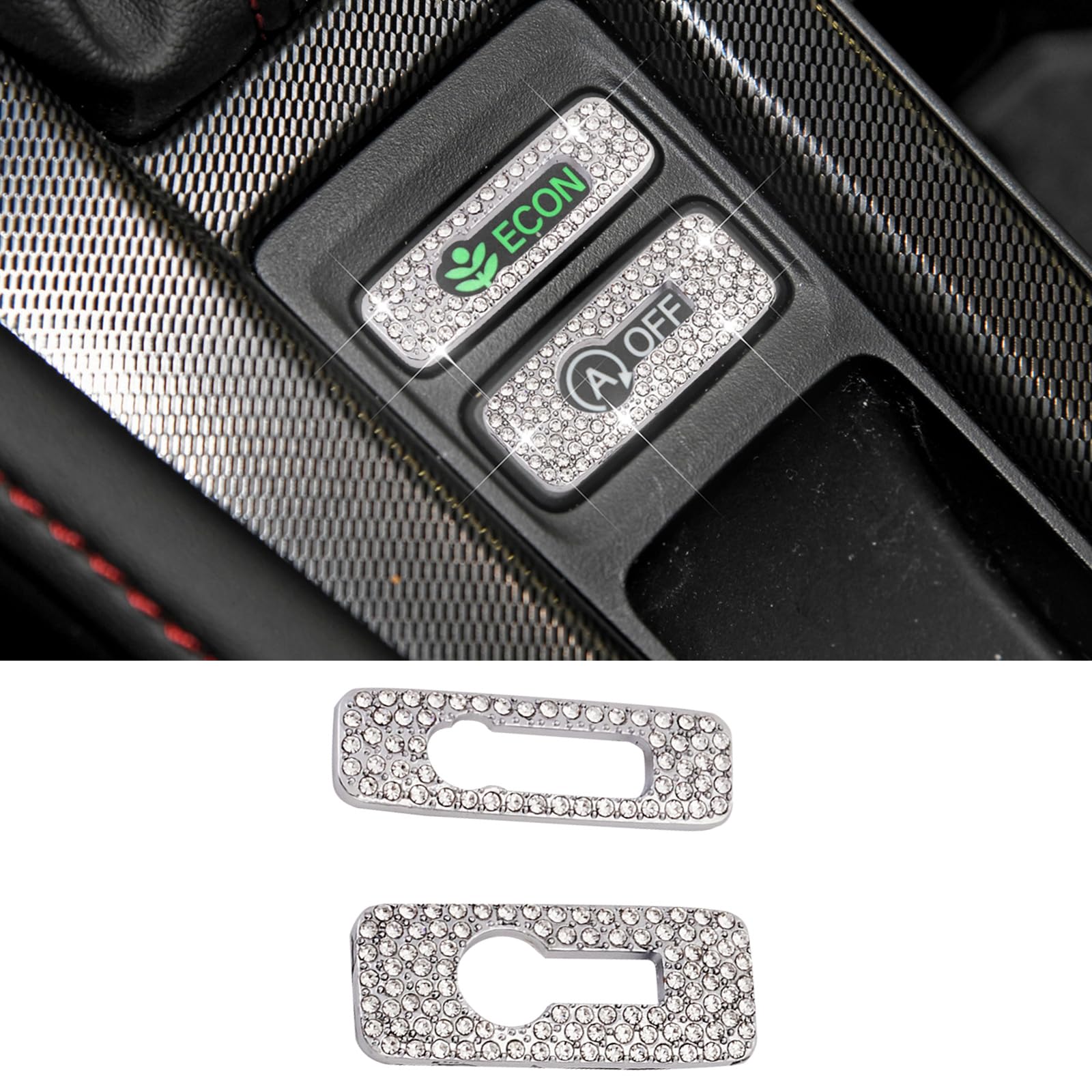 Bling for Honda Car Accessory Automatic Start/Stop and Energy Saving Button Cover Sticker Fit for 11th Gen Honda Accord 2024.(Silver 9)