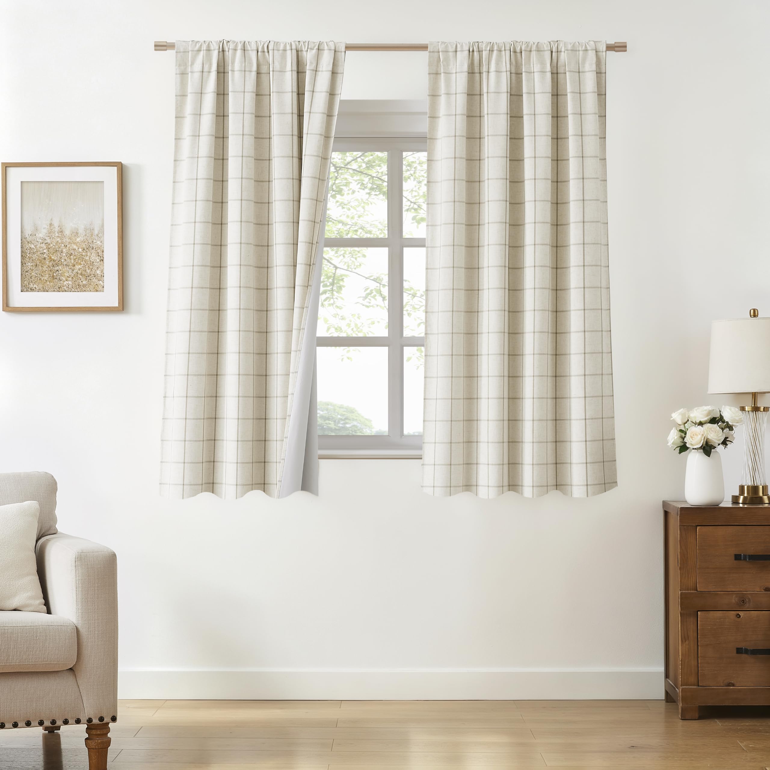 Bapawfish Plaid Total Blackout Curtains 72 Inch for Bedroom Living Room