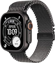 Apple Watch Ultra 3 Running & Multisport Smartwatch w/Rugged Titanium Case w/Black Titanium Milanese...