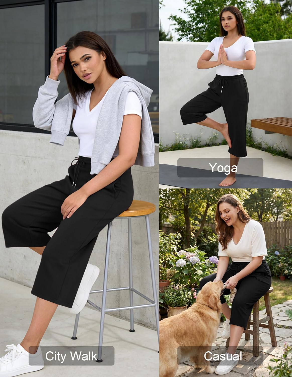SPECIALMAGIC Women's Capri Pants for Women 20" Scuba Capri Sweatpants High Waisted Straight Leg Lounge Pants Soft Comfy Fit