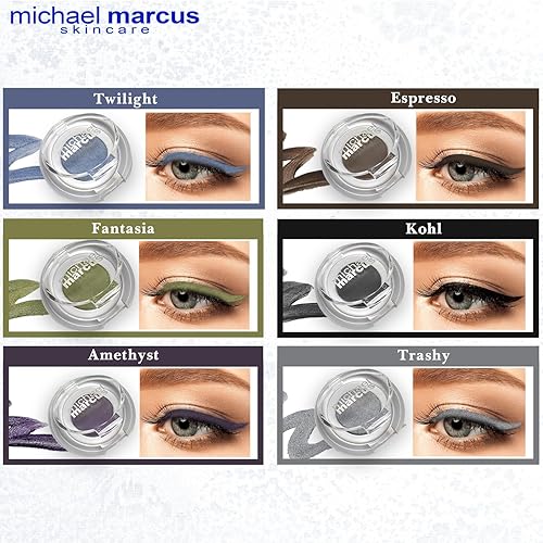 Miniatura 7 de michael marcus Delineador de ojos y pincel para pastel, 2 piezas de delineador de ojos prensado en seco activado por agua y cepillo profesional -