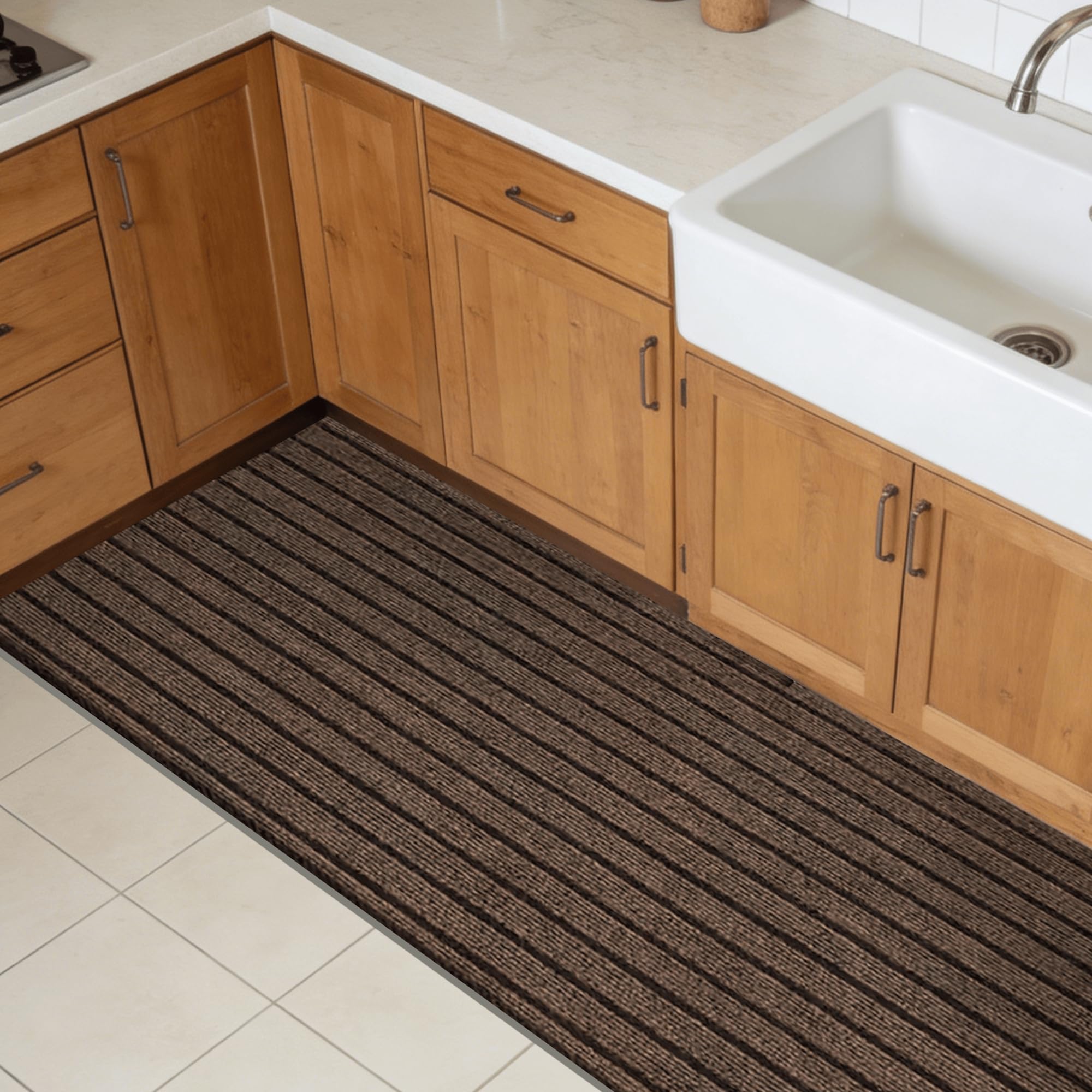 Tapis entrée sous porte pour cour et jardin grand paillasson brun facile à nettoyer