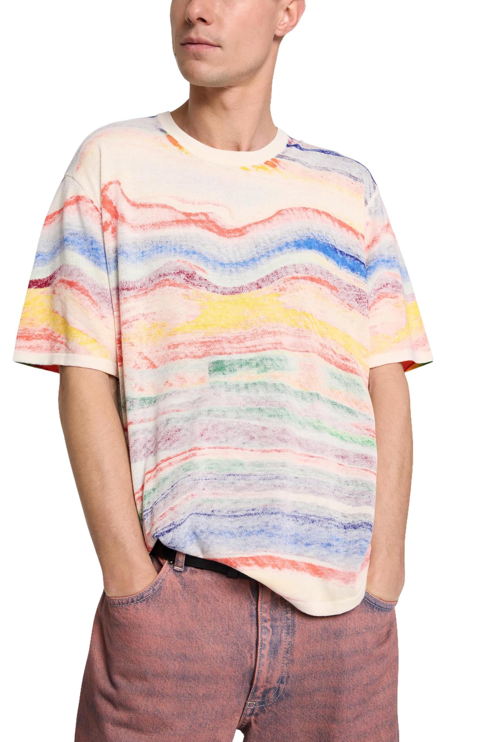 Desigual Herren Material Finishes T-Shirt Mit Abstraktem Print, Baumwolle, Xl