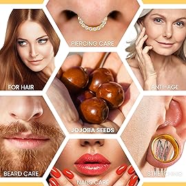 BodyJ4You 100% USDA Organic Jojoba Oil Piercing Aftercare - Stretched Ear Gauges Tragus Nose Septum Lip Navel - Natural Recovery Skin Moisturizer - Pure Unrefined Wax - Dropper Bottle 0.34 Fl Oz