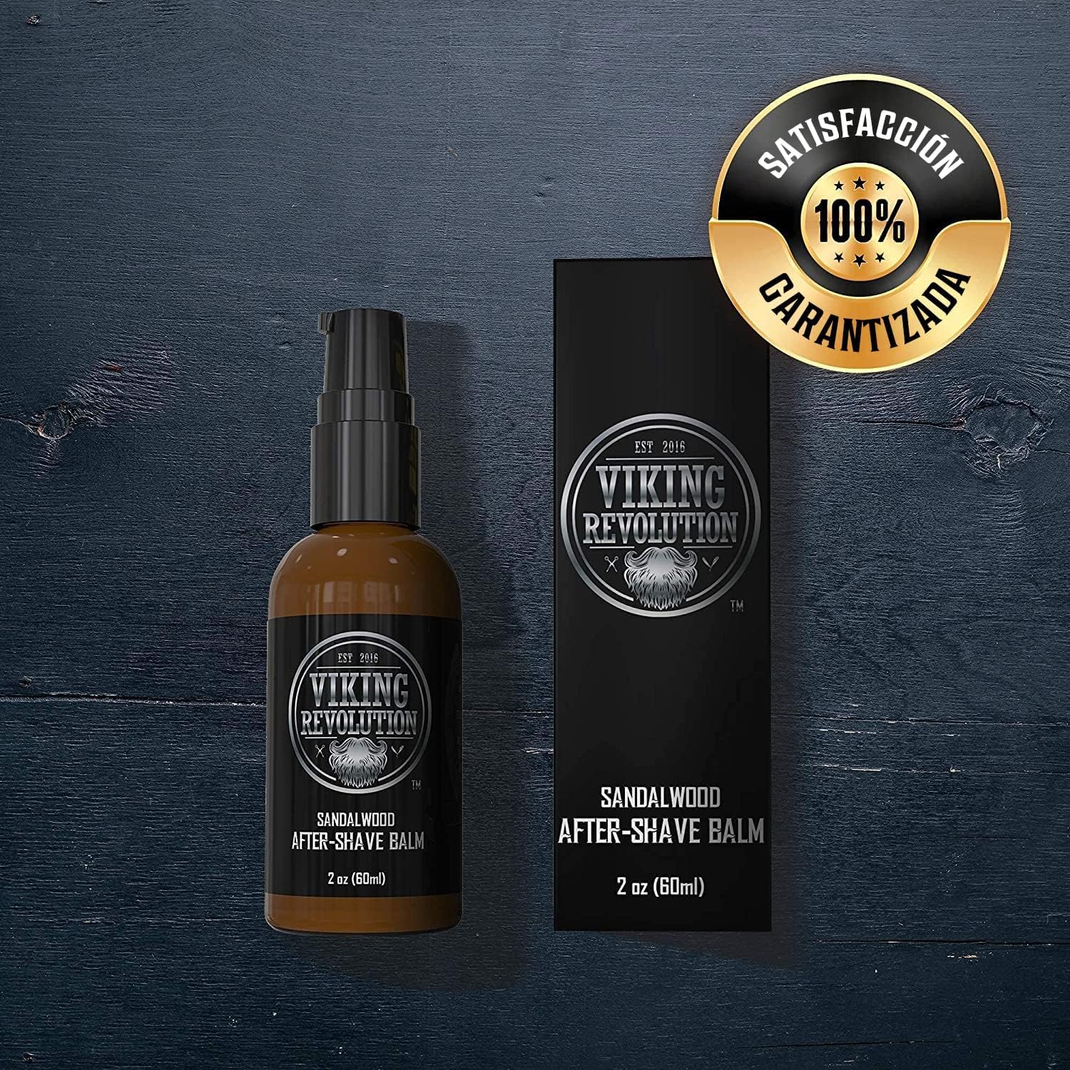 Viking Revolution - Bálsamo After Shave Hombre - Calma e Hidrata la Piel Después del Afeitado - Elimina la Irritación de la Cuchilla para un Acabado Suave y Sedoso - Aroma a Sándalo - 60ml