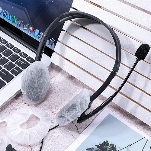 Vista 13 de BBTO 100 fundas desechables para auriculares, sanitarios, no tejidas, elásticas, para la mayoría de los auriculares (4.3 pulgadas, negro)