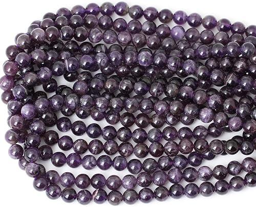 Miniatura 3 de CHEAVIAN 45 cuentas redondas sueltas de amatista natural de 0.315 pulgadas (0.315 in), piedra energética curativa para la fabricación de joyas, 1
