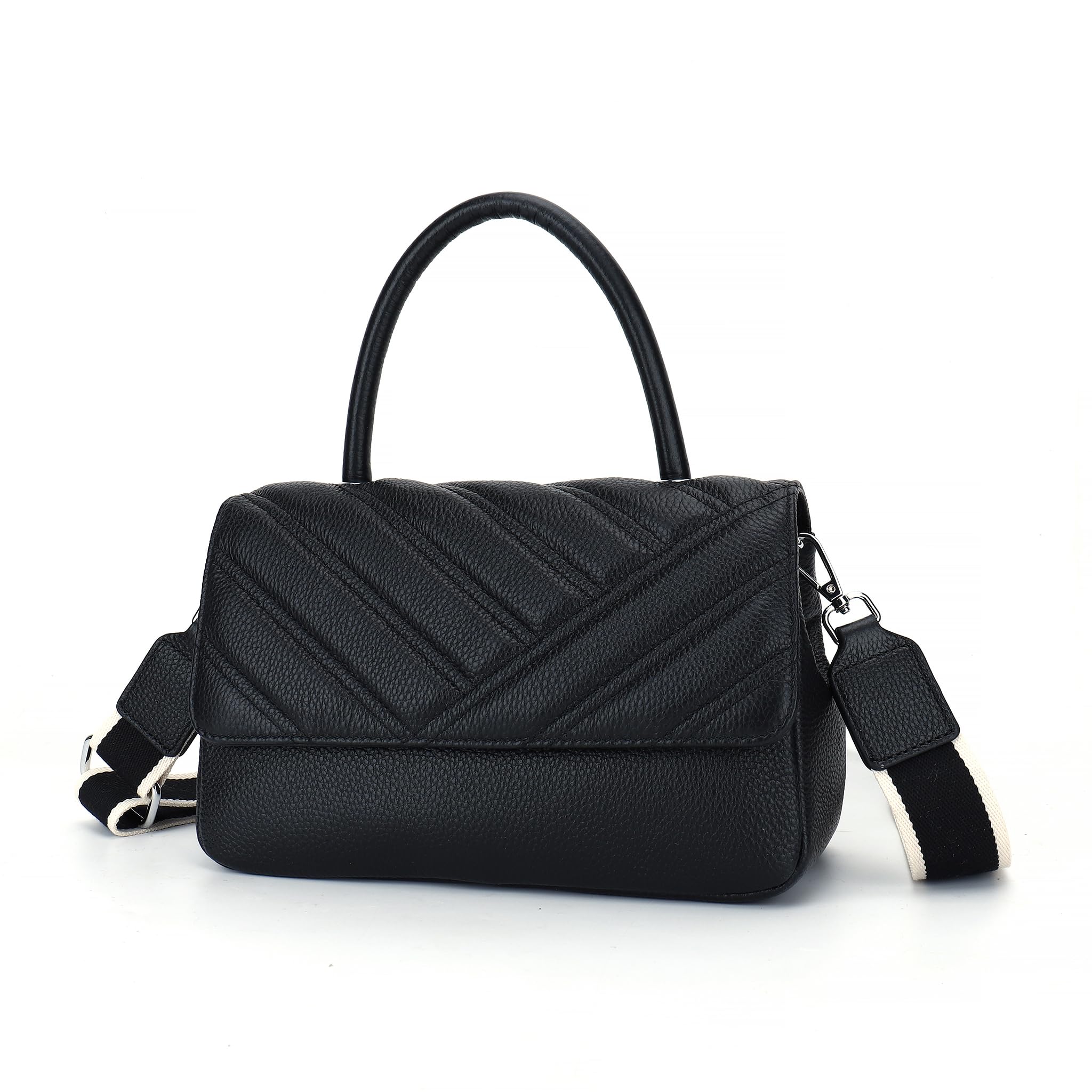 Carlheim Women's Shoulderbags Classis Genuine Leather, Black