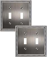 Vista 105 de Paquete de 2 cubiertas de placa de interruptor de luz de doble palanca, cubiertas decorativas de placa de doble interruptor Pearls, placa de pared