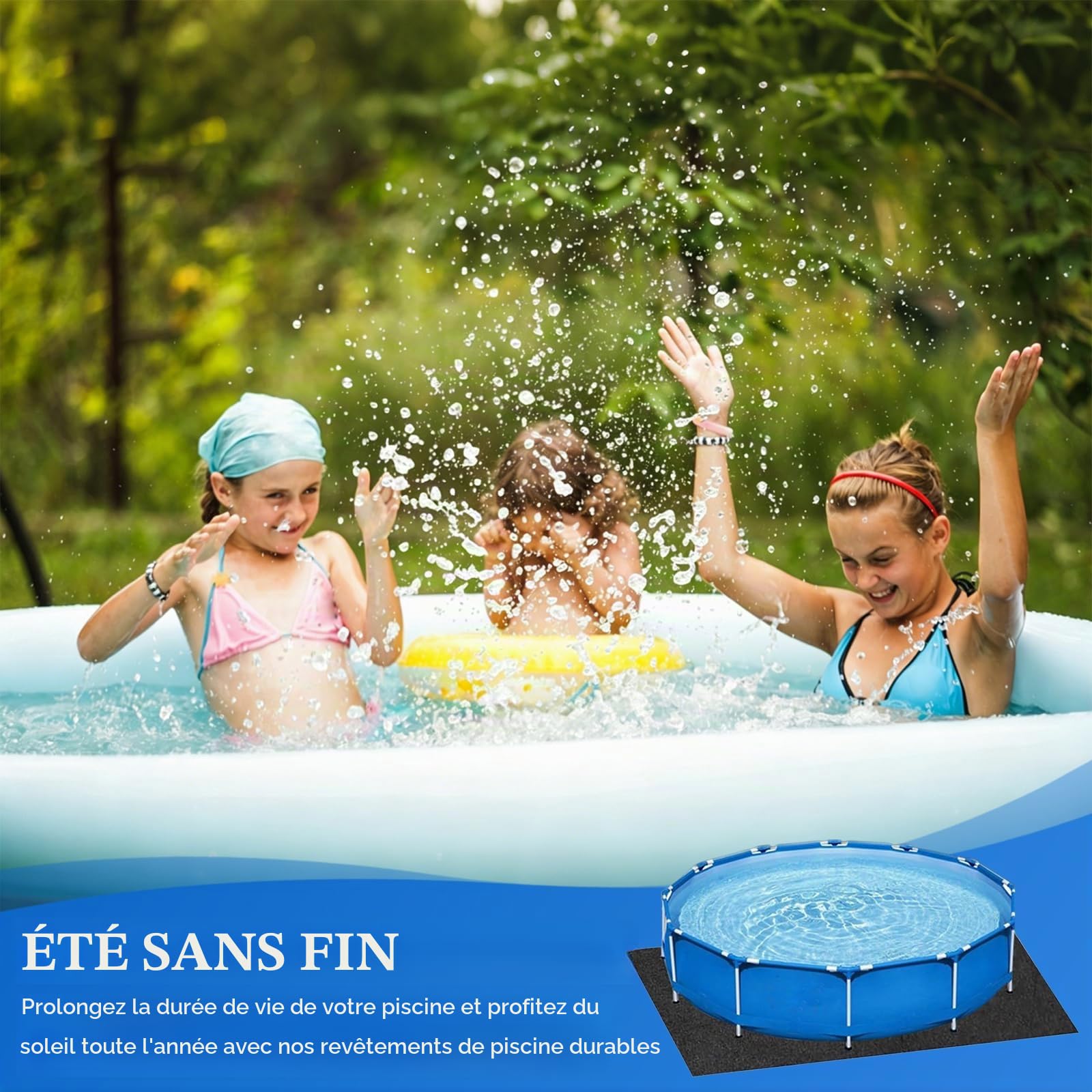 Tapis Feutre de Sol Antidérapant pour Piscine, Protection pour Piscine,Film de Protection Isolation Thermique pour Le Sol pour Piscine (3 * 4M)