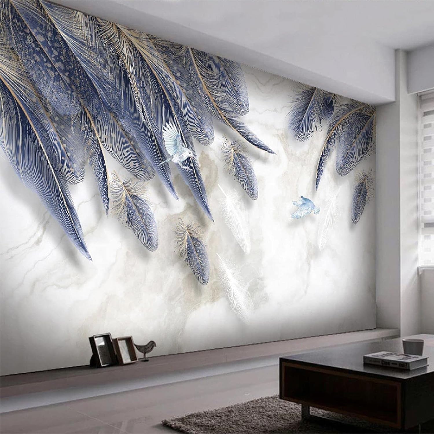 Papier Peint 3D Plumes d'Animaux pour créer un salon moderne et cosy