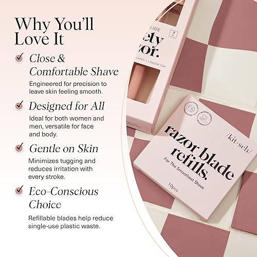 Miniatura 3 de Kitsch Recambios de cuchillas de afeitar de doble filo, cuchillas de afeitar de seguridad para un afeitado suave y cómodo, repuestos de acero