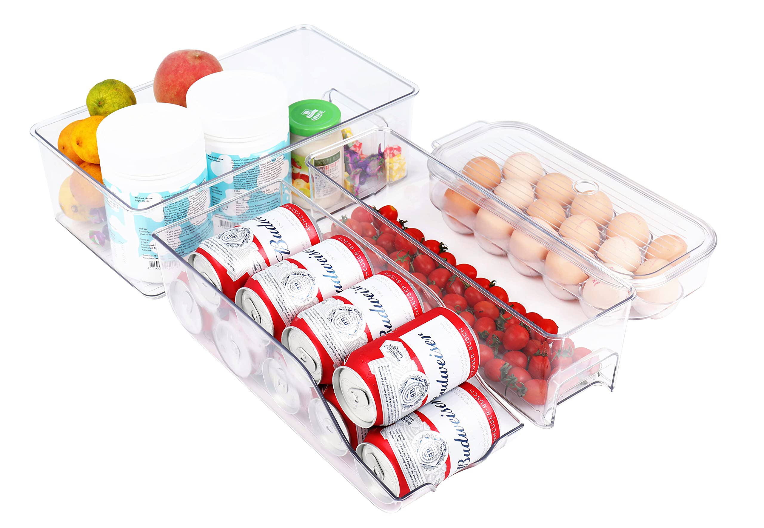 Buy 4 Pack PET Material Clear Refrigerator Organizer Bins BPA Free