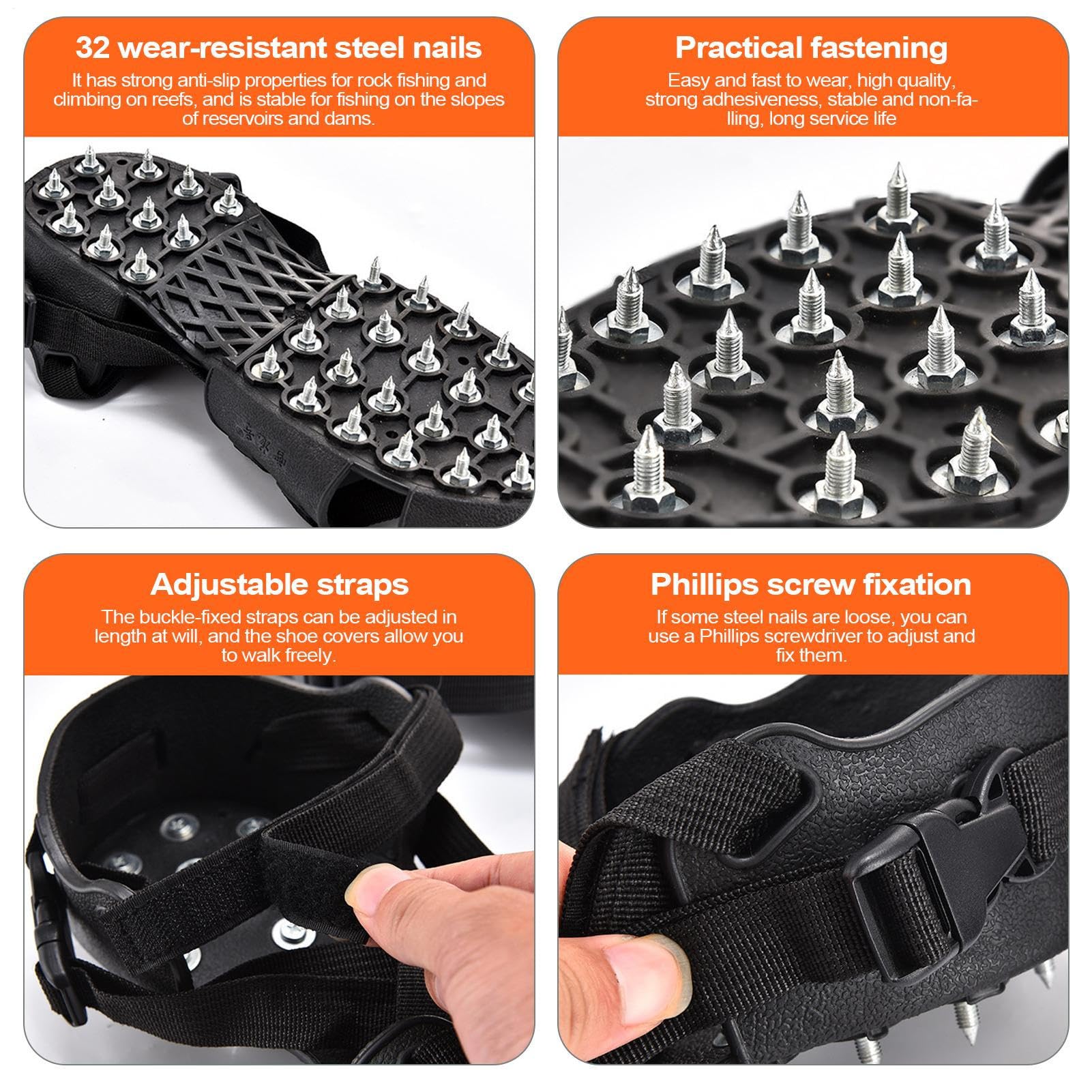 Crampons De Traction Marche 32 Pointes Antidérapantes Hommes Femmes Jeunes