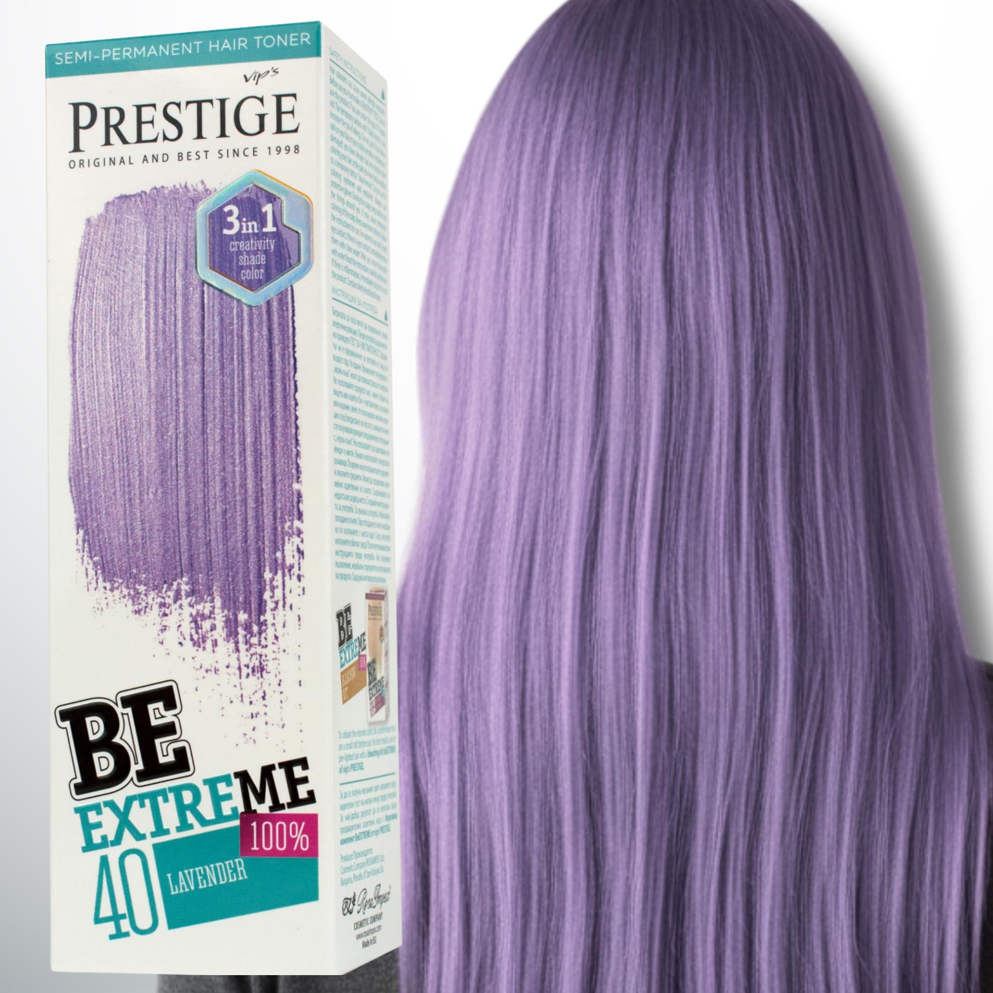 Be Extreme | Semi-Permanent Hair Toner Color 40 Lavender | Pure Pigment | Gives Color to Bleached or Gray Hair | Ammonia Free, Paraben Free and PPD Free