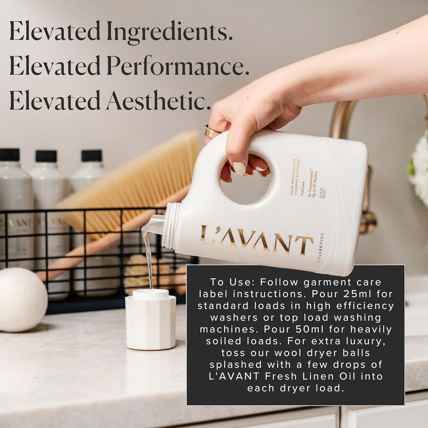 L'AVANT Collective Luxury Laundry Detergent | Fresh Linen | Natural Non-Toxic Liquid Laundry Soap with Enzymes | Plant-Based, HE Compatible, Protects Colors | 32 oz