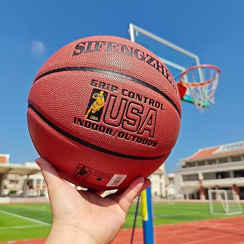 Miniatura 7 de Baloncesto oficial tamaño 7, cuero compuesto con agarre que absorbe la humedad, listo para interiores y exteriores