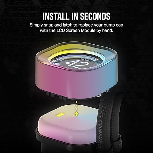 Miniatura 5 de CORSAIR iCUE Link Módulo de pantalla LCD AIO - Pantalla LCD IPS de 2.1 pulgadas - 24 LEDs RGB direccionables individualmente - Instalación sin