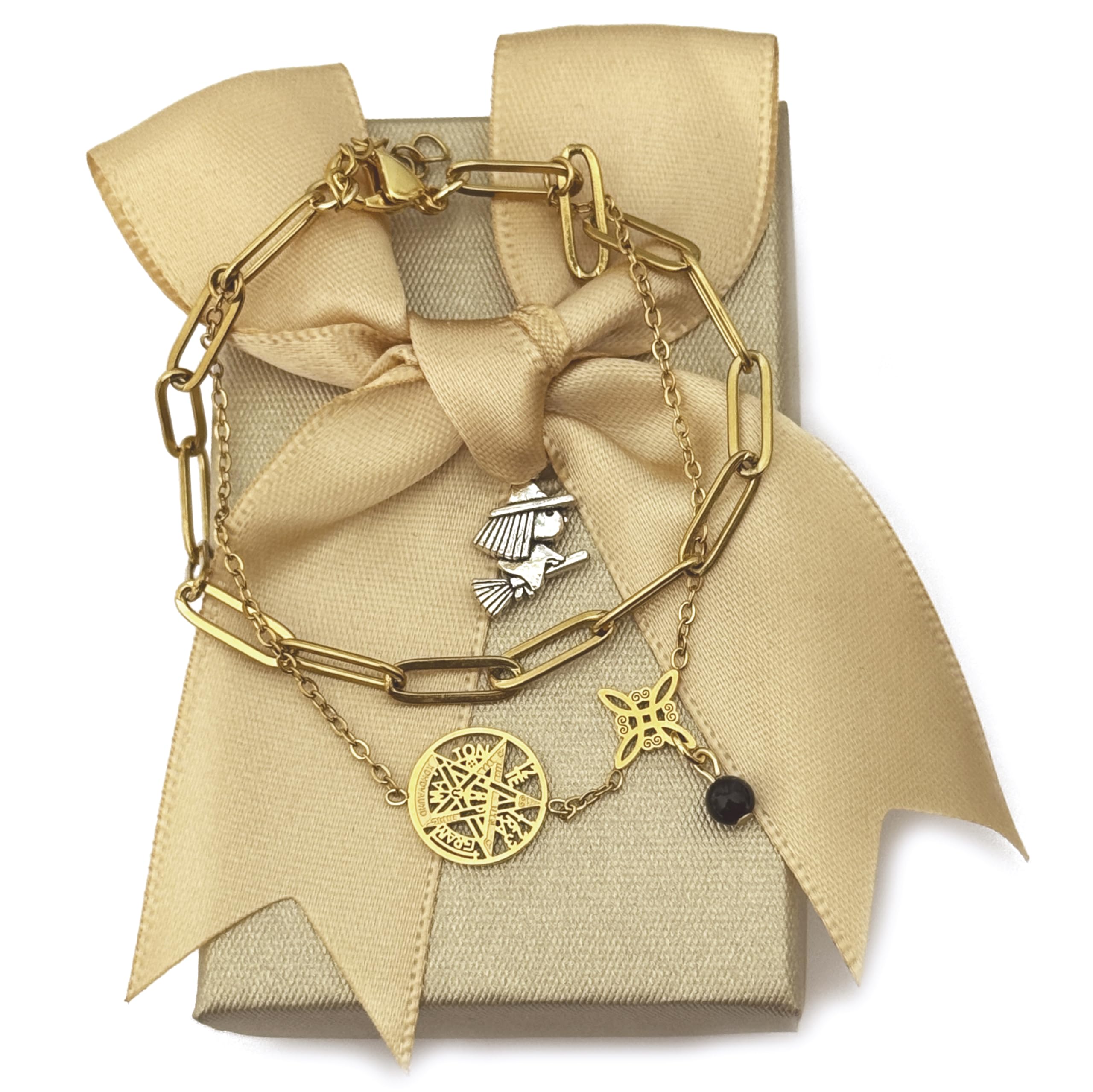 Simboliks Tetragrammaton con Nudo de Bruja, pulsera Amuleto de la Suerte Protección, Regalo Mujer, Talismán de protección personal, pulsera Ajustable Tetragramaton Regalo esotérico