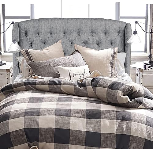 Miniatura 2 de Rosevera Benicia - Base de cama de plataforma con cabecera ajustable de diseño distintivo, tapizado de tela con botones para dormitorio, soporte de