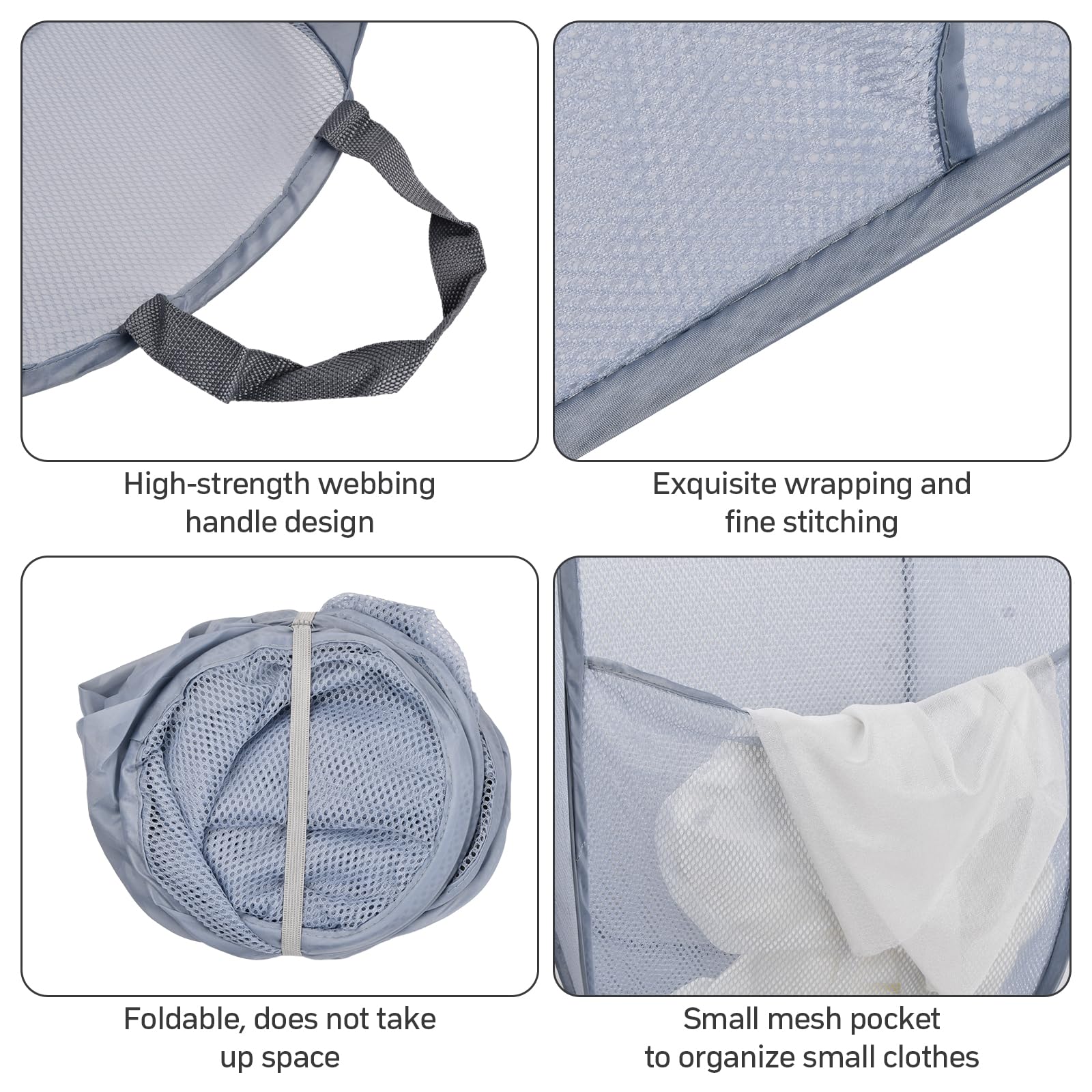 Foldable Laundry Basket, Pop Up Mesh Laundry Hamper with Handles, Large Washing Basket Collapsible - Image 3