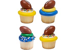 DECOPAC 3D Football Rings, Cupcake Decorations, Food Safe Cake Toppers – 24...