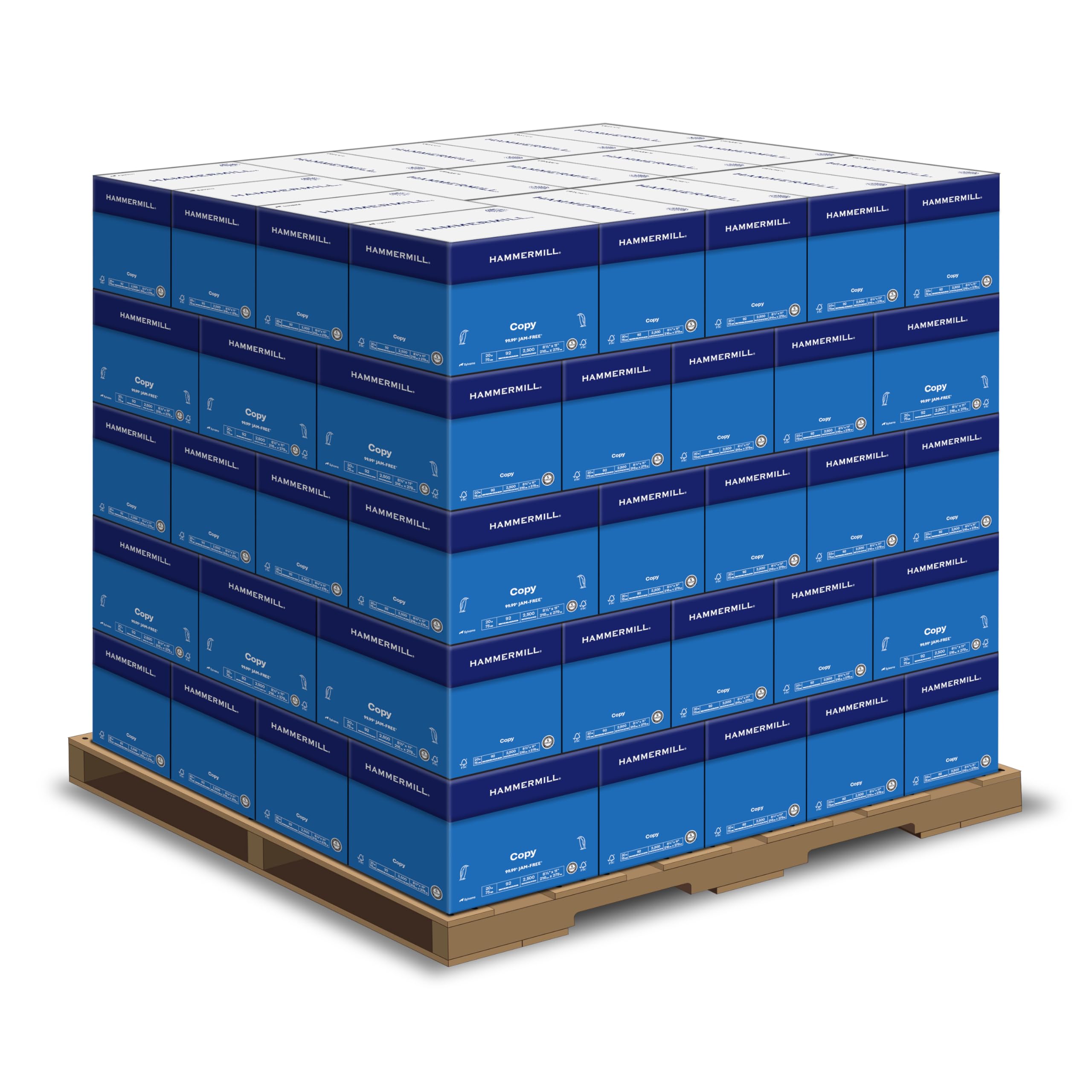 Hammermill Printer Paper, 20 lb Copy Paper, 8.5 x 11-1 pallet, 80 cases (200,000 Sheets) - 92 Bright, Made in the USA, 130600P