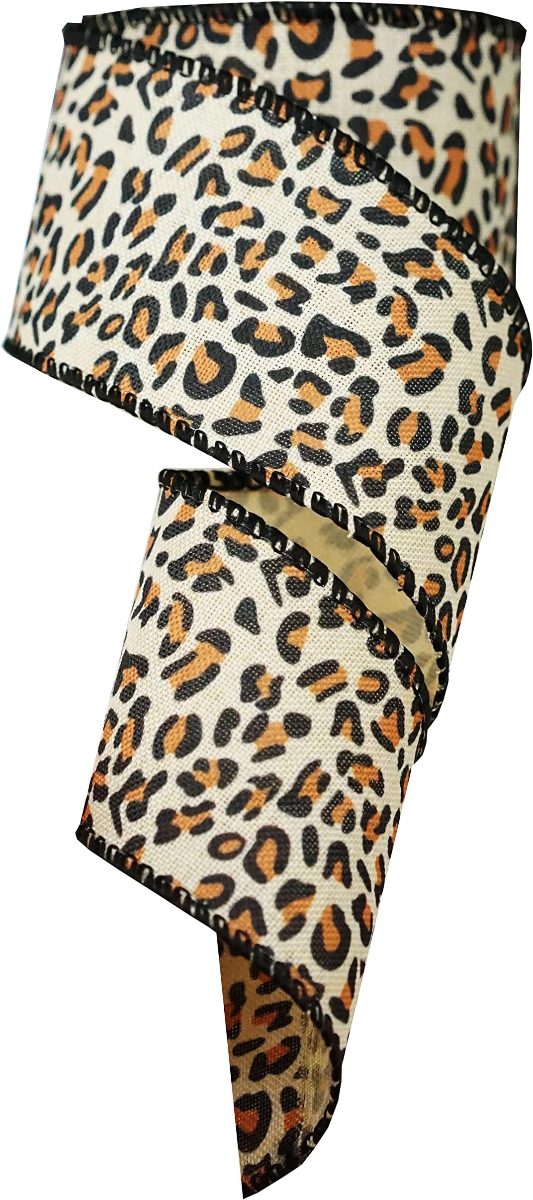 Leopard Ribbon Wired, 2.5 Inch Leopard Print Ribbon, Burlap Cheetah Ribbon for Home Decor, Gift Wrap, DIY Craft