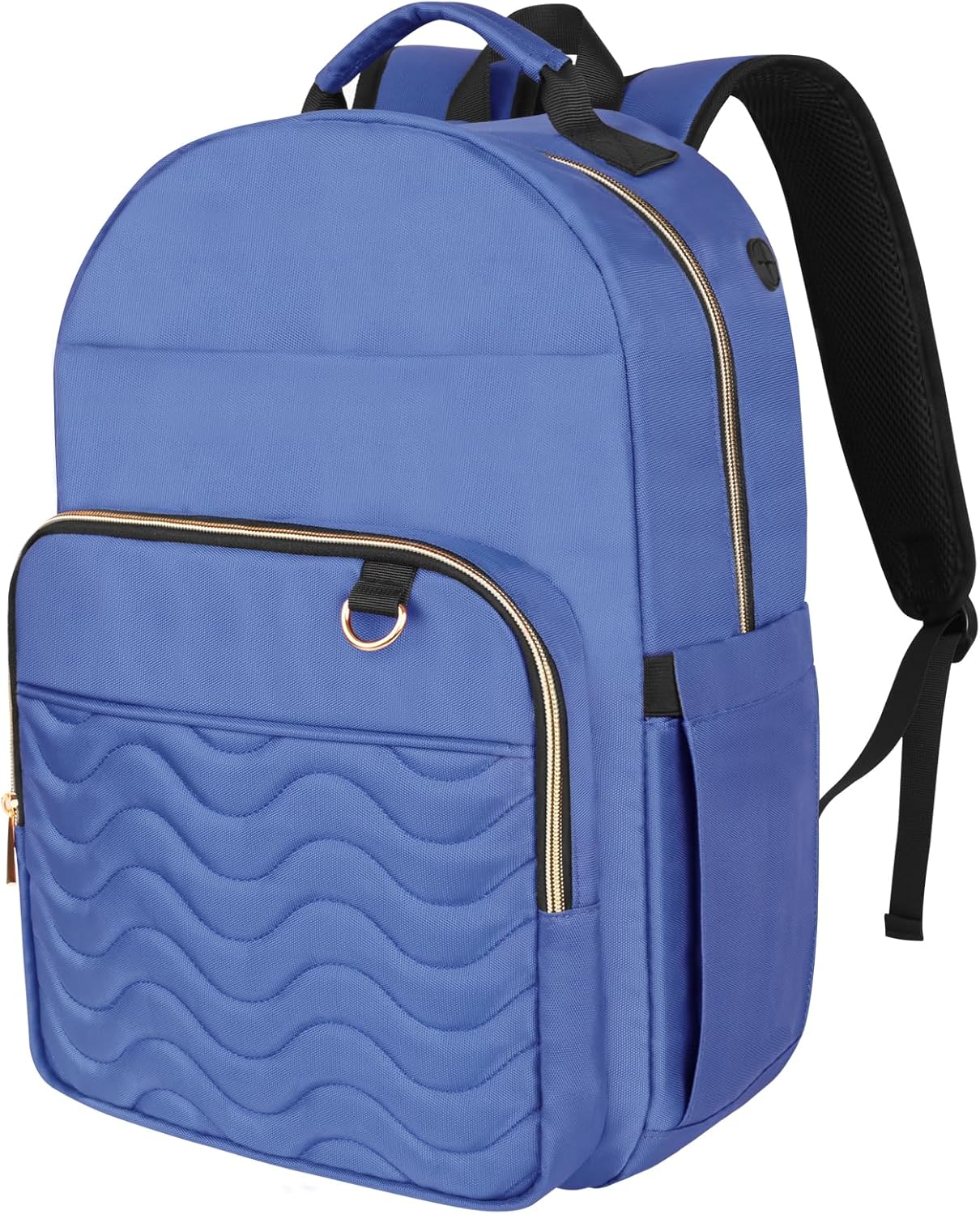 Laptop Backpack 15.6″ Stylish Backpack Water Repellent College Casual Daypack with USB Port Travel Business Work Bag for Men Women, Quilted Bookbag for Girls Boys (Blue)