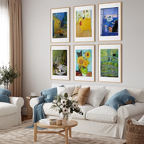 Miniatura 9 de Decoración de habitación de gato negro  Póster de gato negro famoso, póster de Van Gogh de gato negro  Lindas decoraciones de gato negro, decoración