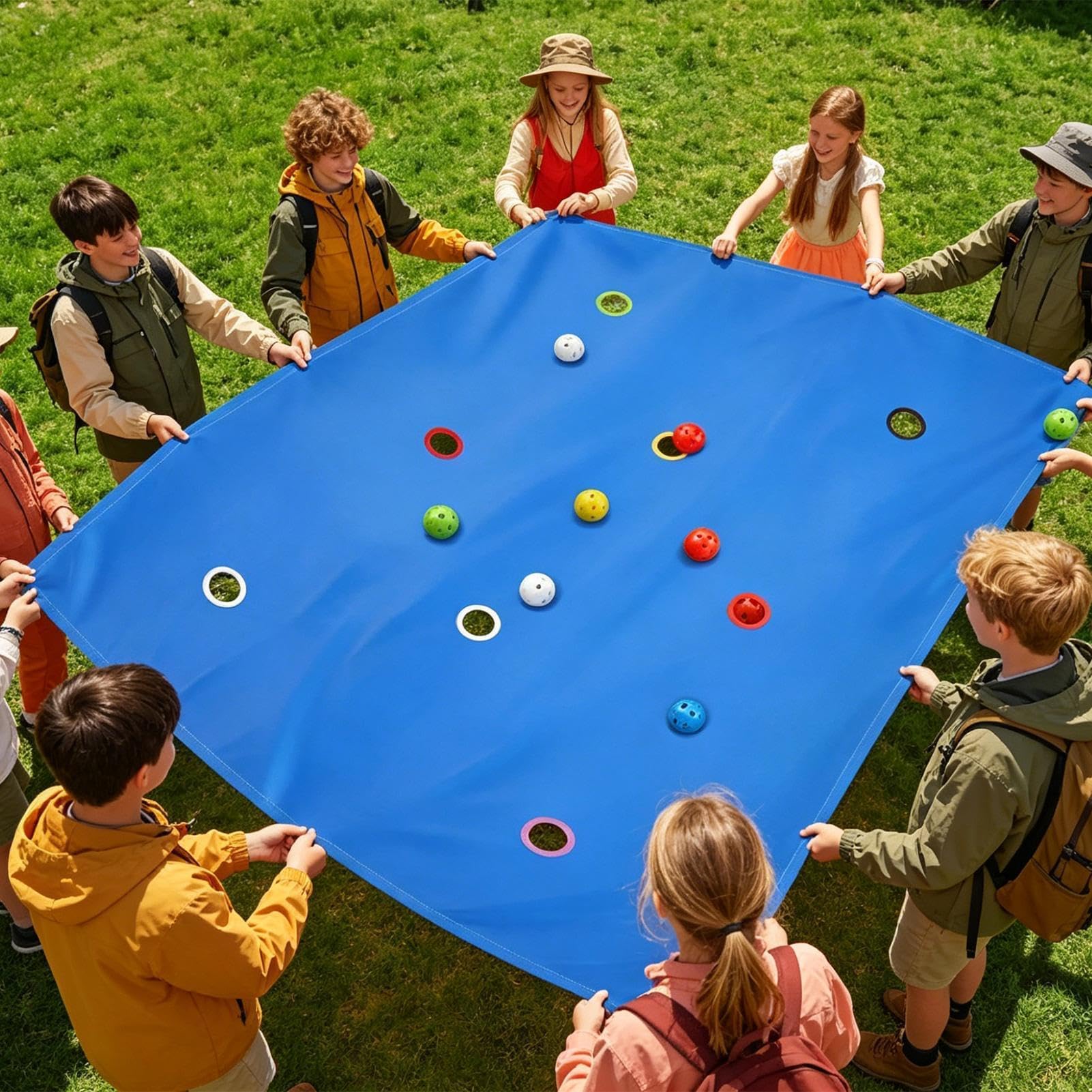 Giochi di team building per lavoro, attività di gruppo all'aperto con 8 palline, divertimento per riunioni di famiglia, cortile, spiaggia, parco giochi e feste