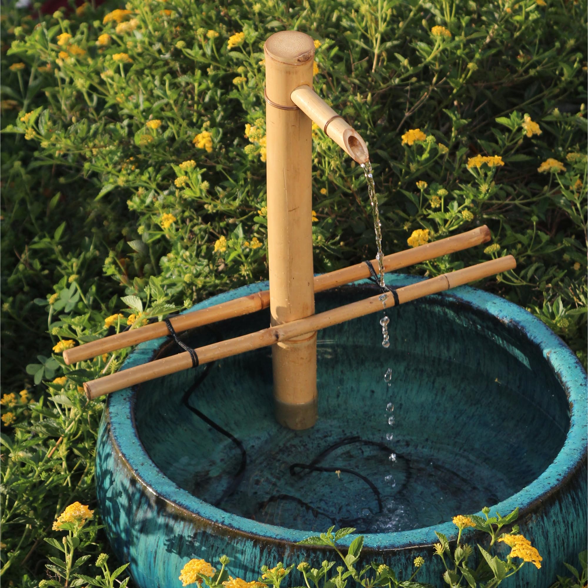 Bamboo Accents Kit fontana d'acqua da 18" - Bambù naturale regolabile e resistente alle rotture, include pompa per uso interno/esterno