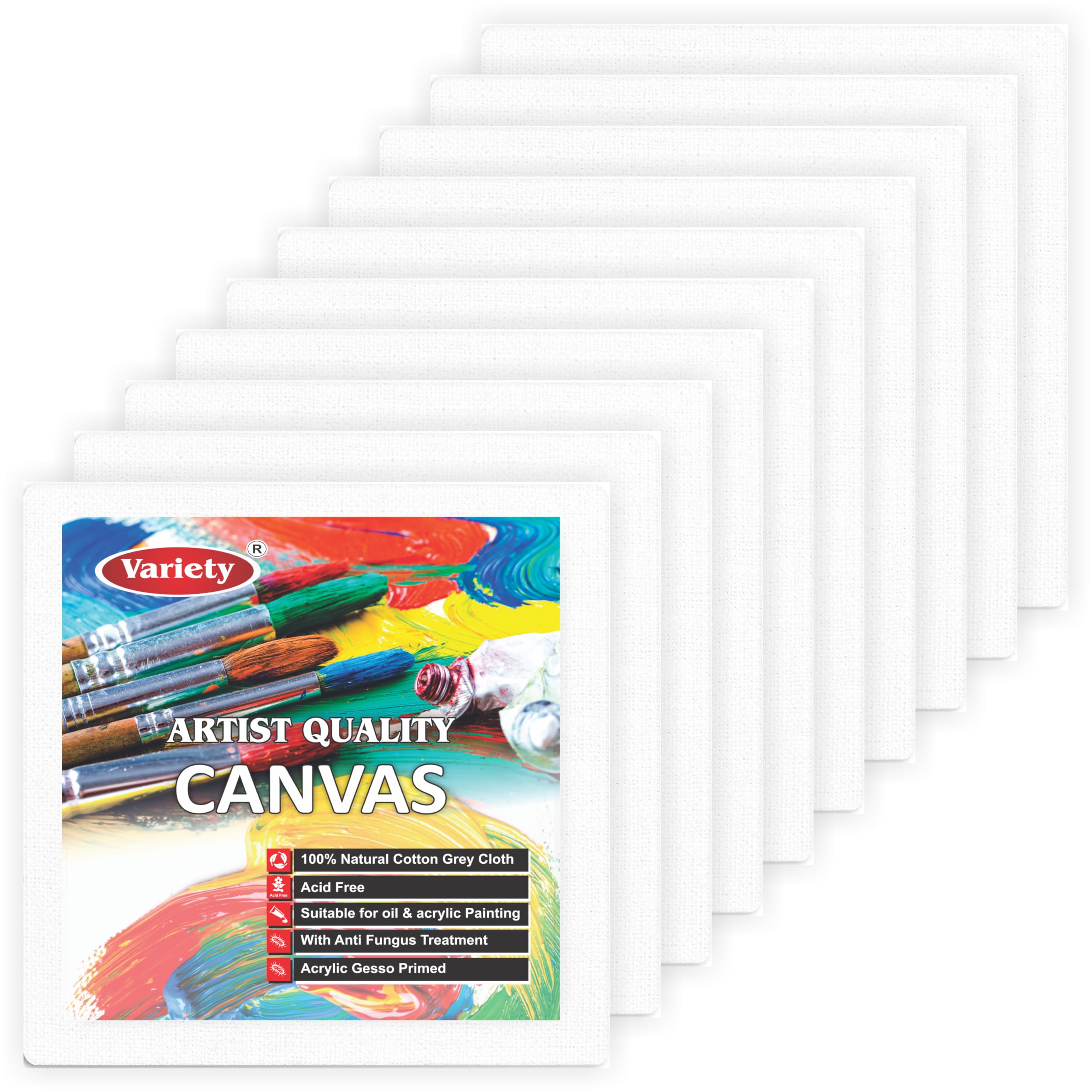 Variety Canvas 10 Piece 4 X 4 Inch, Mini Canvas Boards for Painting, Combo Pack
