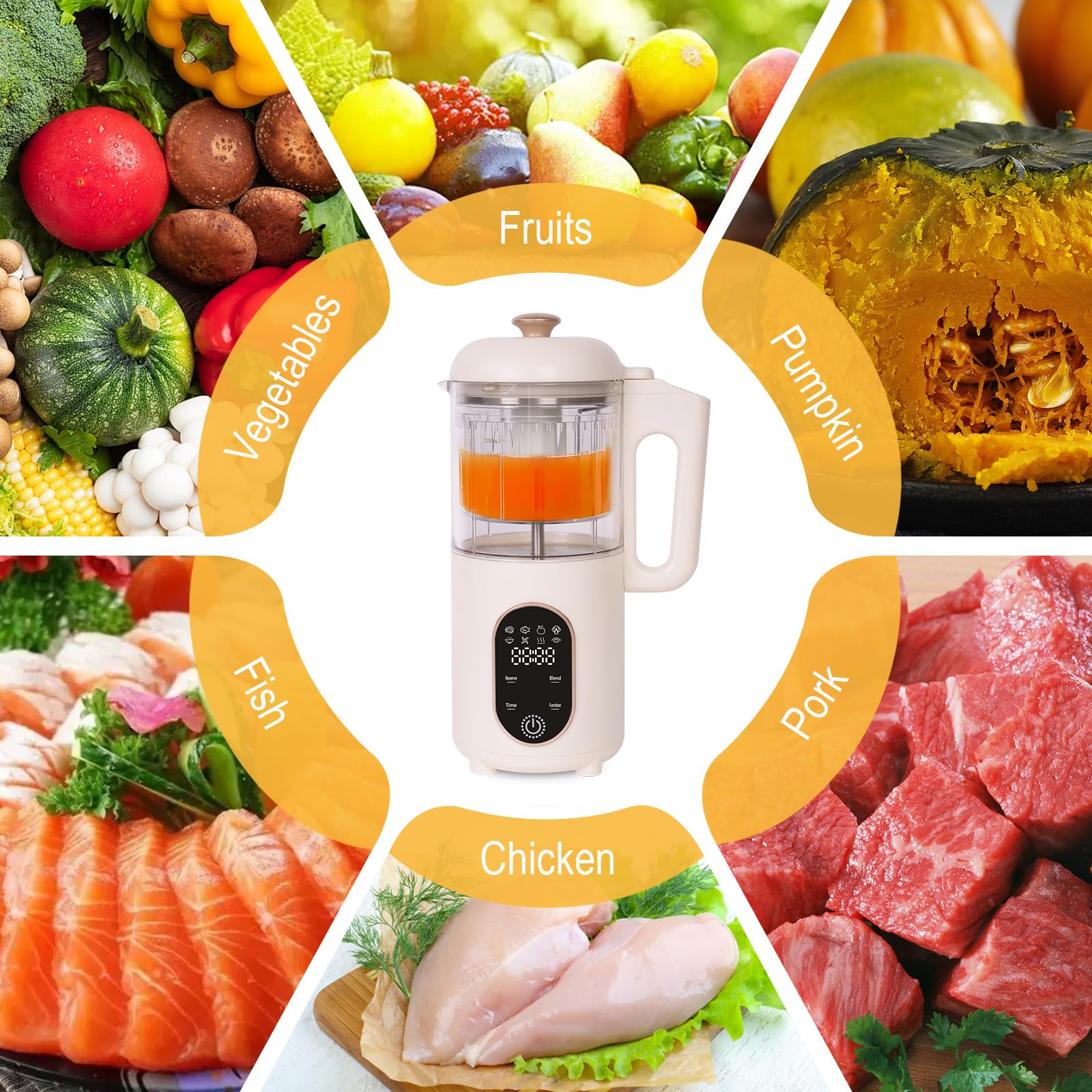Cuiseur Mixeur Bébé, Robot de Cuisine Multifonctions pour Bébé, Cuiseur Vapeur Bebe, Mixeur-Cuiseur, Cuisson Vapeur, Sterilisateur, Robot Cuiseur