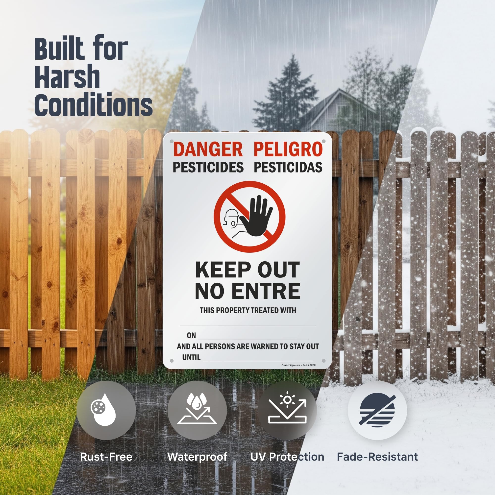SmartSign "Danger - Pesticides, Keep Out" Bilingual Sign | 10" x 14" Aluminum — Amazon image 2