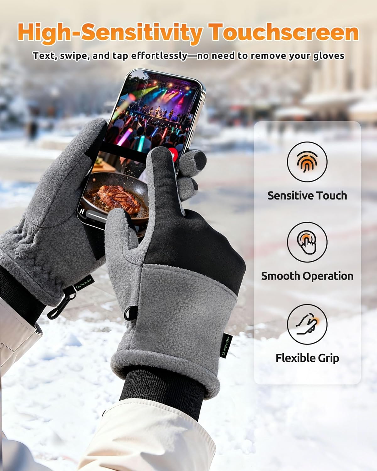 Winter Warm Gloves for Women - Daily Life Snow Windproof Soft Fleece Lining - Touchscreen Thermal Gloves for Men - Image 3