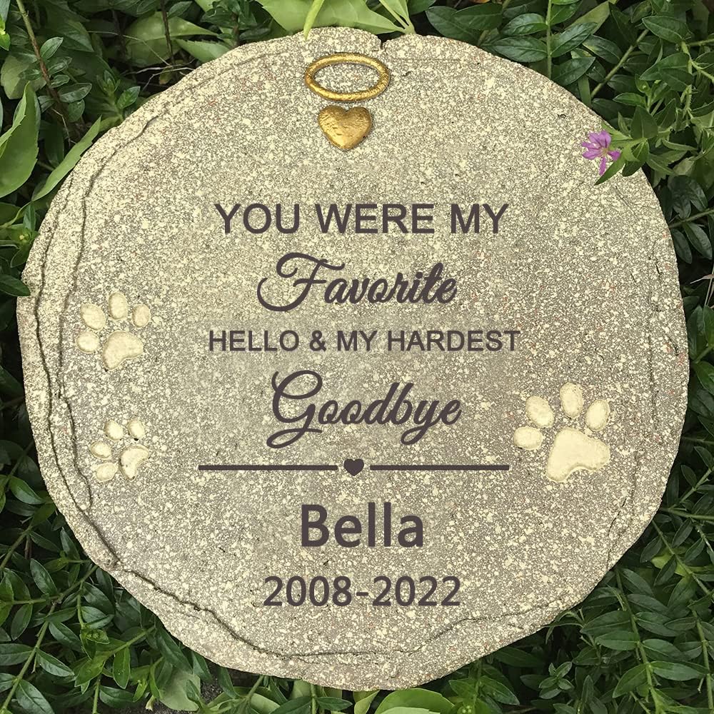Personalized Dog Headstone Pet Memorial Stone, Pet Grave Marker Tombstone Garden Stone - You were My Favorite Hello & My Hardest Goodbye