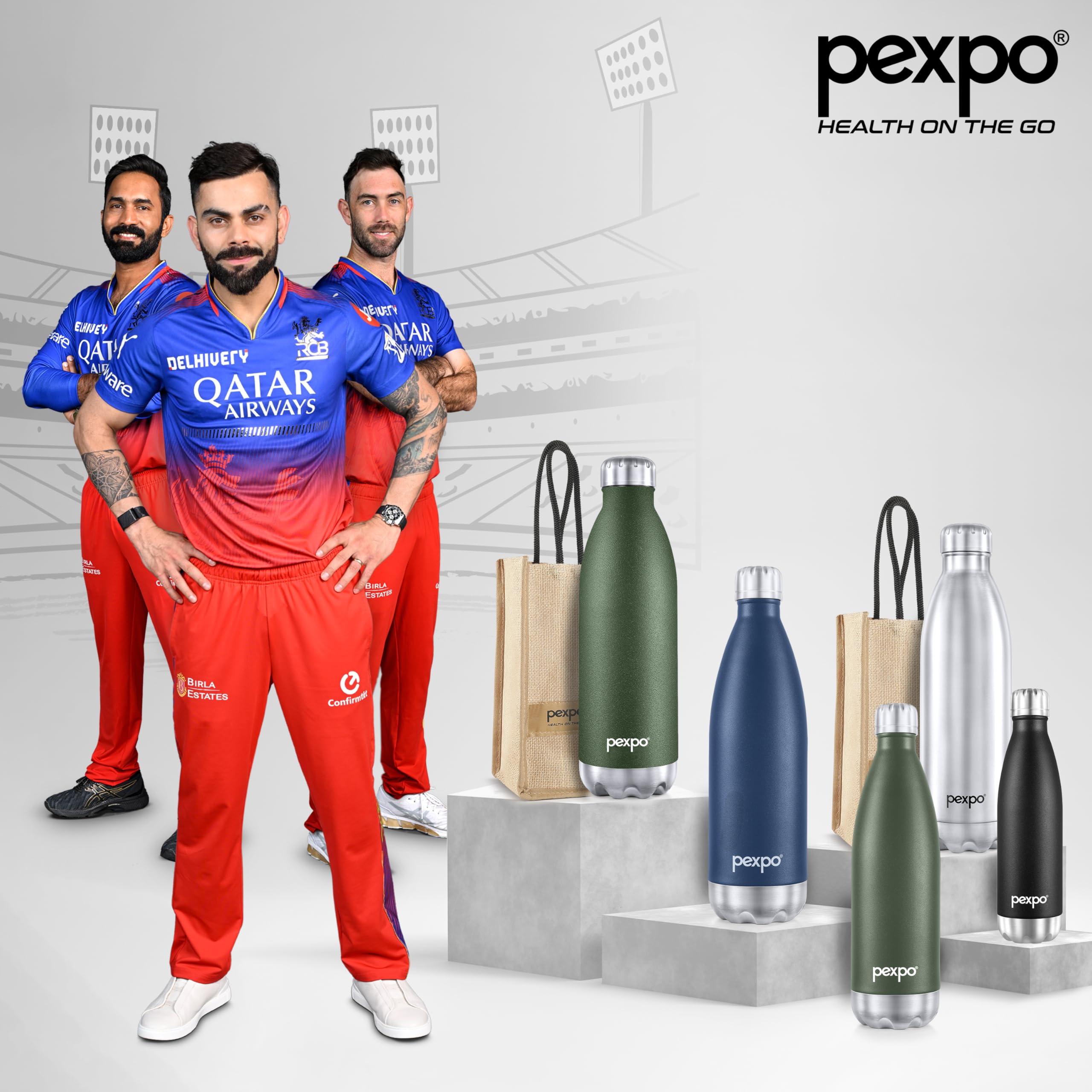 PEXPO Electro 24 Hrs Hot & Cold Vacuum Flask with Jute Bag | Stainless Steel Water Bottle 1500ml | 50 oz Silver| Office Bottle | Travelling | Home