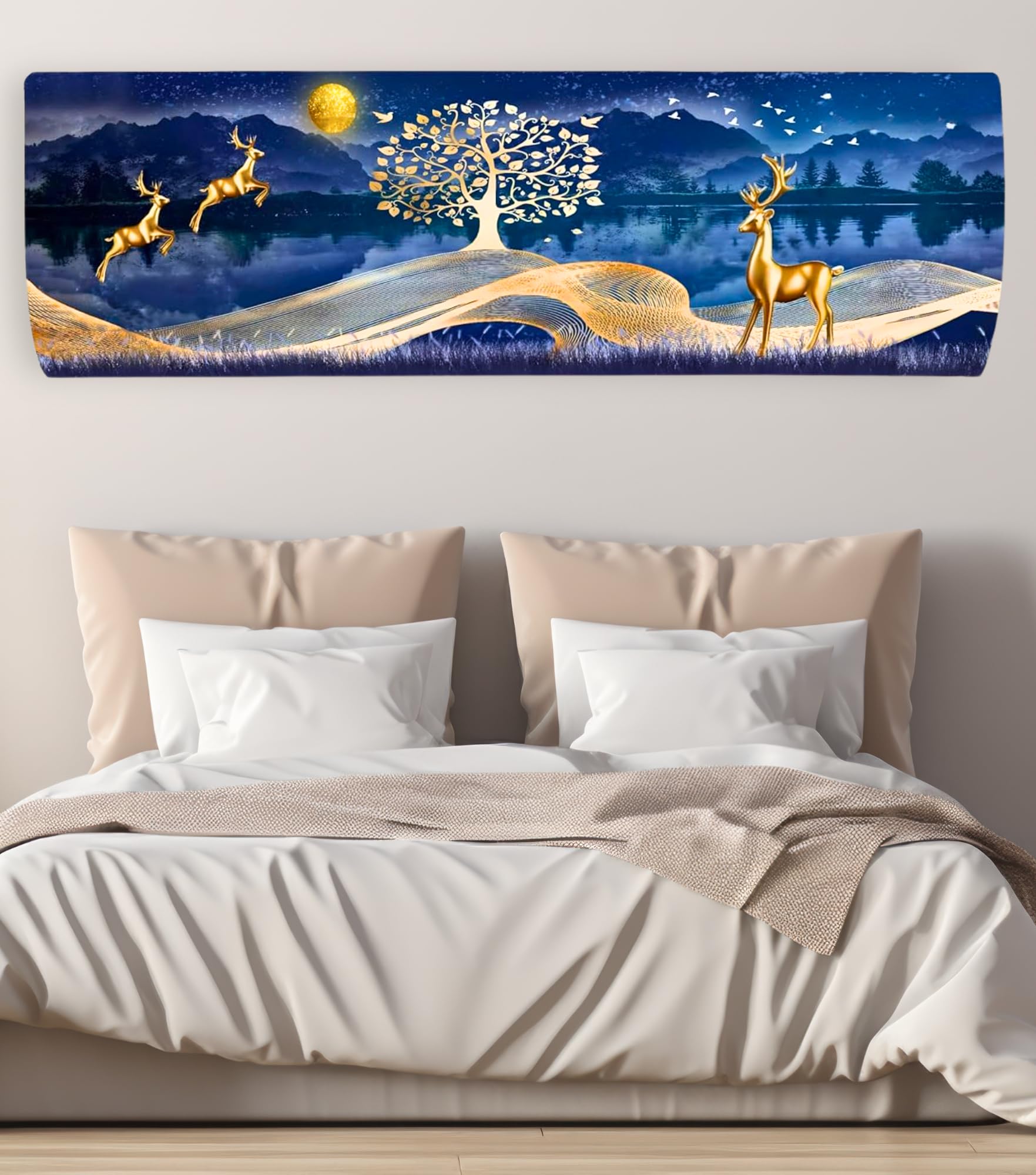 Da Anushi Printed Split Ac Cover Indoor Unit For 2 Ton Capacity AC, Inner Unit Ac Cover, All Weather Cover/Attractive Digital Prints/Dustproof/Silken water-resistant Split Ac Cover (Gold Deer)