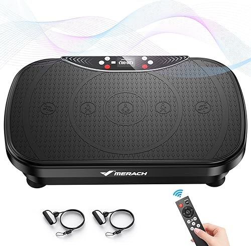 MERACH Vibration Plate Exercise Machine, Vibration Plate for Lymphatic Drainage Weight Loss, Vibrating Plate Exercise Machine with Bluetooth and LED